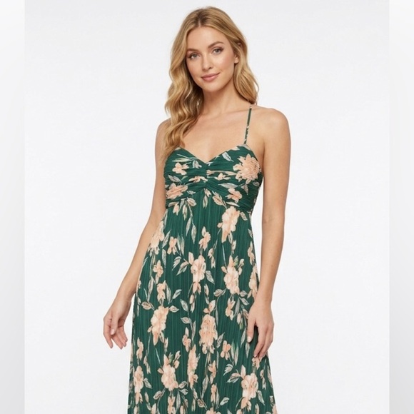 a new day Dresses & Skirts - A new day green floral leather maxi dress size large new with tags